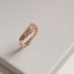 Rose Gold Cubic Zirconia Leaf Ring