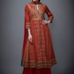 Rust Embroidered Palazzo Suit Set